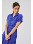S364 Viskózové maxi košilové šaty modré EU