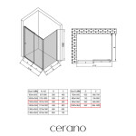 CERANO - Sprchový kout Varone POINT L/P - 6 mm - černá matná, grafitové sklo - 110x100x195 - posuvný CER-429619