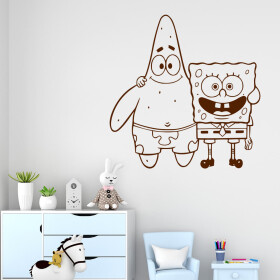 Samolepka SpongeBob a Patrick Barva: hnědá, Velikost: 100 x 102 cm