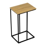 Odkládací stůl, MDF deska, dekor divoký dub, černý kov