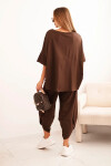 Komplet bavlněný tričko + kalhoty hnědý UNI