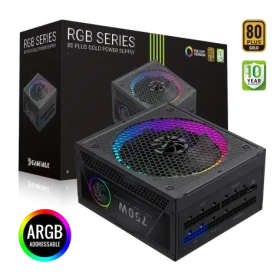 Gamemax RGB 750G / Zdroj ATX / 750W / 80 PLUS Gold / plně modulární / RGB podsvícení (RGB 750G)