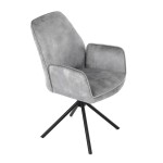 Židle jídelní a konferenční, stříbrná látka v dekoru žíhaného sametu, kovové černé nohy