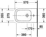 DURAVIT - Happy D.2 Stojící bidet, s WonderGliss, alpská bílá 22671000001