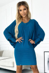 Dámské netopýří šaty 402-3 tyrkysové - Numoco XXL/XXXL