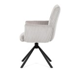Židle jídelní, krémová manšestrová látka, 360° vratný mechanismus, černý kov