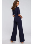 Dámský elegantní overal se zavazováním za krkem S243 tmavě modrý - Stylove XL