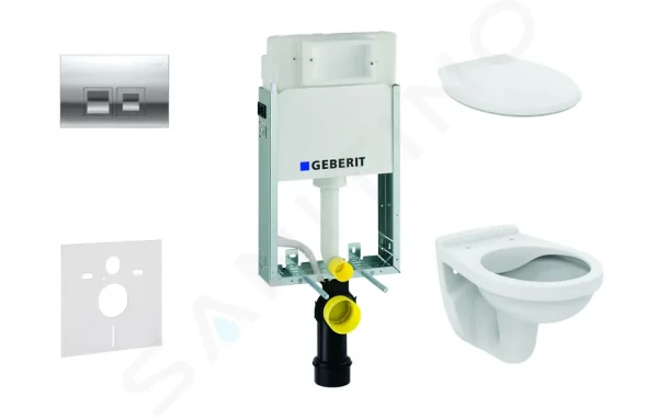 Geberit Set předstěnové instalace, klozet Alpha se sedátkem, tlačítko Delta35, lesklý chrom 110.100.00.1 NR5