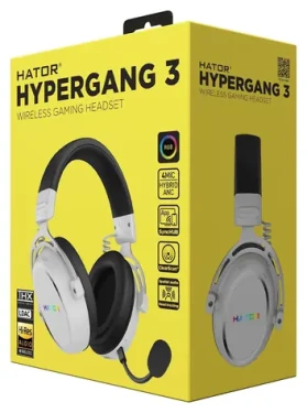 Hator ESH56 Hypergang 3 bílá / Herní bezdrátová sluchátka s mikrofonem / Hi-Res / ANC / Bluetooth 5.4 (ESH56)