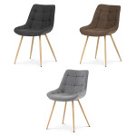 Židle jídelní, černá látka, kovové nohy, 3D dekor dub