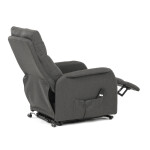 Křeslo polohovací, eletrické, šedá látka.