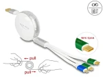 DeLock USB-A 3v1 bílá / Nabíjecí kabel / Micro-USB, 2x USB-C / 1,13 m / 3 A (85358)