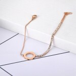 Ocelový náramek se zirkony Becky Gold, Zlatá 17 cm + 4 cm (prodloužení)