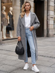 Dlouhý dámský kabát s páskem na přechodné období, tmavě šedý, FashionStreet NY0773 XXL