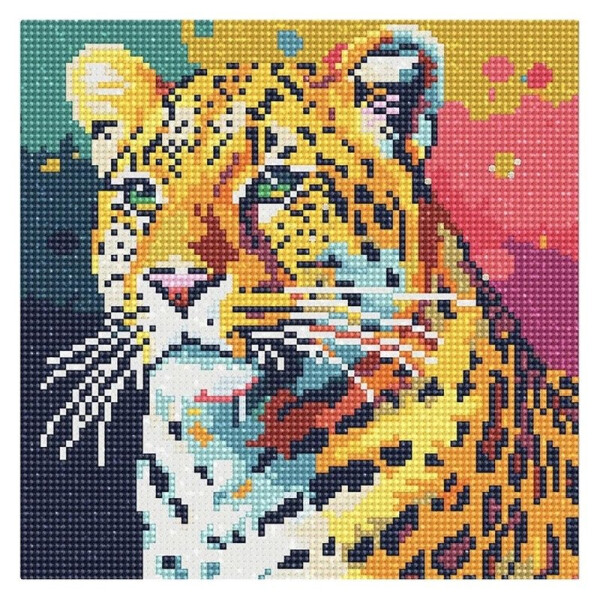 Mini diamantové malování - Leopard Pop Art 25x25cm bez rámu