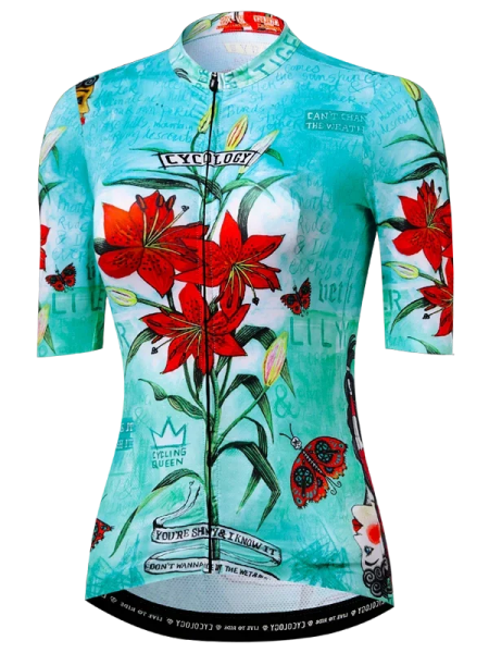 Cyklodres CYCOLOGY Tiger Lily, aqua, woman, krátký rukáv (Motiv Tiger Lily, velikost S)