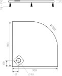 HOPA - Čtvrtkruhová vanička z litého mramoru KERMEN - Nožičky k vaně - Bez nožiček, Rozměr A - 90 cm, Rozměr B - 90 cm, Rozměr C - 2.5 cm VANKKER9090R55