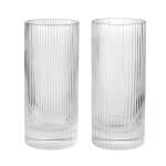 Ferm Living Vysoké sklenice Ripple Clear 480 ml – set 2 ks, čirá barva, sklo