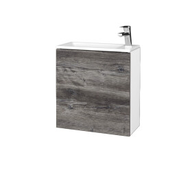 Dřevojas - Koupelnová skříňka VARIANTE SZD 50 umyvadlo Zoom - N01 Bílá lesk / D10 Borovice Jackson / Pravé 339340P