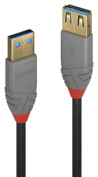 Lindy Anthra Line USB-A - USB-A 2 m černá / Prodlužovací kabel USB / USB 3.2 Gen 1 / 5 Gbit/s (36762)