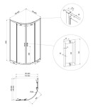 CERSANIT - SPRCHOVÝ KOUT ARTECO 80X80X190, ČERNÁ, ČIRÉ SKLO S913-013