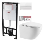 ALCADRAIN Sádromodul - předstěnový instalační systém s bílým tlačítkem M1710 + WC INVENA LIMNOS WITH SOFT, včetně soft/close sedátka AM101/1120 M1710 LI1