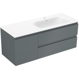 MEXEN/S - Rivel koupelnová skříňka 120 cm s umyvadlem Vela pravá, 2S, 1D, reliéf, grafit/bílá mat 91A23-12047-3-BBFFF66-W23P01