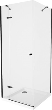 MEXEN/S - Roma sprchový kout 70x70, transparent, černá + bílá vanička se sifonem 854-070-070-70-00-4010B