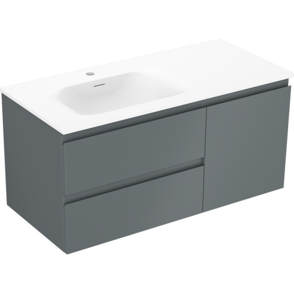 MEXEN/S - Orio koupelnová skříňka 100 cm s umyvadlem Vela levá, 2S, 1D, grafit mat/bílá mat 91A13-10047-3-BBFFF66-W23L01