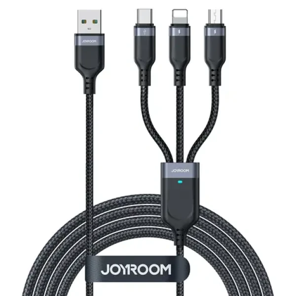 Joyroom Multi-Use Series S-A18 3in1 kabel USB-A - Lightning / USB-C / micro-USB 0.3m černá (6956116708979)