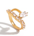 ELENYS Marquise Shine – pozlacený prsten 18K žluté zlato Velikost: 6 (EU: 51-53)