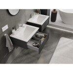 MEXEN/S - Rivel koupelnová skříňka 60 cm s umyvadlem Otis, 1 šuplík, reliéf , grafit mat/bílá mat 91A20-06023-1-BF66-W18M01