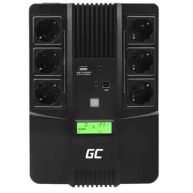 Green Cell 800VA | 480W / AiO Záložní zdroj / 2-6ms / 12V/9Ah / 6x Schuko (UPS07)
