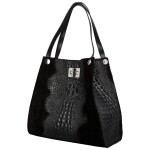 Luxusní dámská kožená kabelka na rameno Cynthia, černá