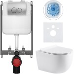CERANO - Kompletní WC set Basic/Felci - bílá lesklá - WC tlačítko Dualo/Stříbrná - pro zazdění - 53x37 CER-8050BD86071