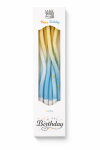 Dortové svíčky zakroucené modro-žlutá se zlatem 6ks