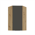 Horní rohová skříňka Aria 60x60 GN-108 1F (45°) Barva korpusu: Dub artisan, Barva dvířek: BL - Black AFM