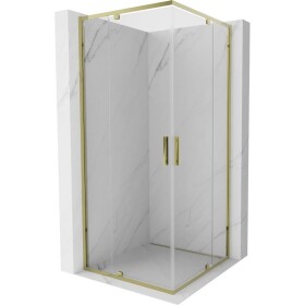 MEXEN - Exo čtvercový křídlový sprchový kout 90 x 90, transparent, zlato 8110-090-090-50-00