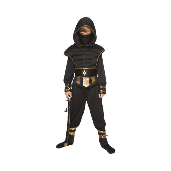 Kostým dětský Ninja černo-zlatý vel. 7-9 let - Albi