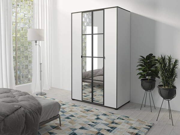 FRONTI Šatní skříň OSLIN I 120 cm bílá + černá 13128