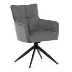 Židle jídelní, taštičkové pružiny v sedáku, 180° otočný mechanismus, šedá voděodolná látka, černý kov