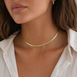 Ocelový náhrdelník Monica Gold 5 mm plochý had, chirurgická ocel, Zlatá 45 cm + 5 cm (prodloužení)