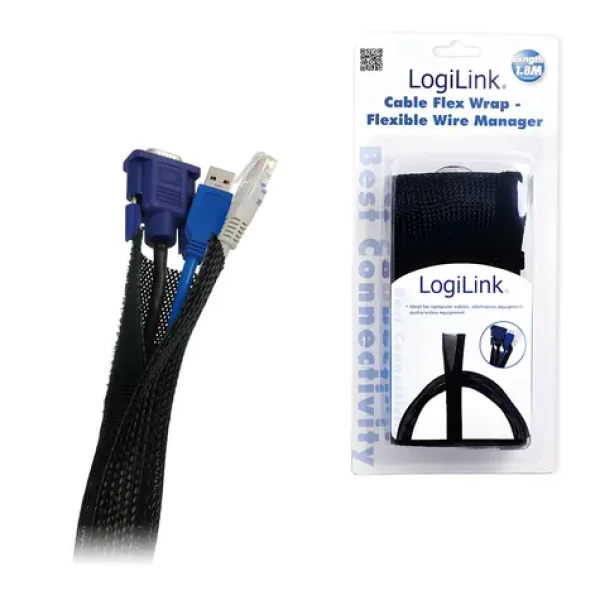 LogiLink Kabelový organizér flexibilní černá / Kabelový organizér / 180 cm / -30 až 125 °C (KAB0006)