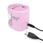 RAPESCO RAPESCO, PS12-USB, stolní ořezávátko se dvěma otvory, vstup na USB nebo baterie, růžová