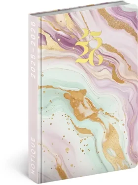 NOTIQUE 18měsíční diář Petito – Růžový mramor 2025/2026 - Východní / 11 x 17 cm (PGD-35533-V)