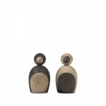 Kay Bojesen Dřevěný ptáček Natural and Smoked Oak Wood – set 2 ks, hnědá barva, přírodní barva, dřevo