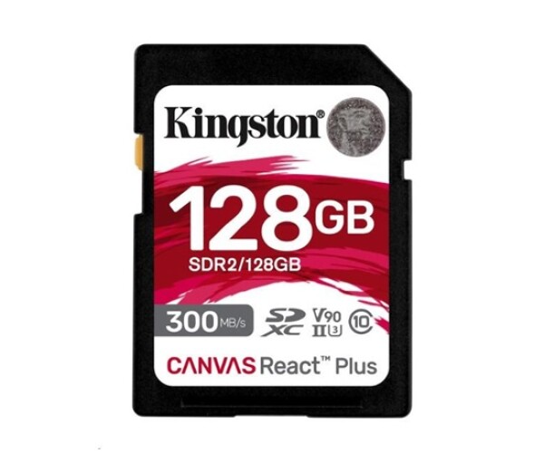 Kingston SDXC karta 128GB Canvas React Plus SDXC UHS-II 300R/260W U3 V90 for Full HD/4K/8K EDF_443659