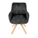 Židle jídelní, otočný mechanismus 360°, taštičkové pružiny v sedáku, tmavě zelená látka, noha masiv dub