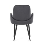Židle jidelní, šedá látka, černá kovová noha