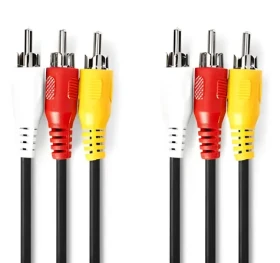 Nedis Kompozitní video kabel 3x RCA - 3x RCA 1,5 m černý / Kabel / poniklované konektory / 480p (CVGL24300BK15)